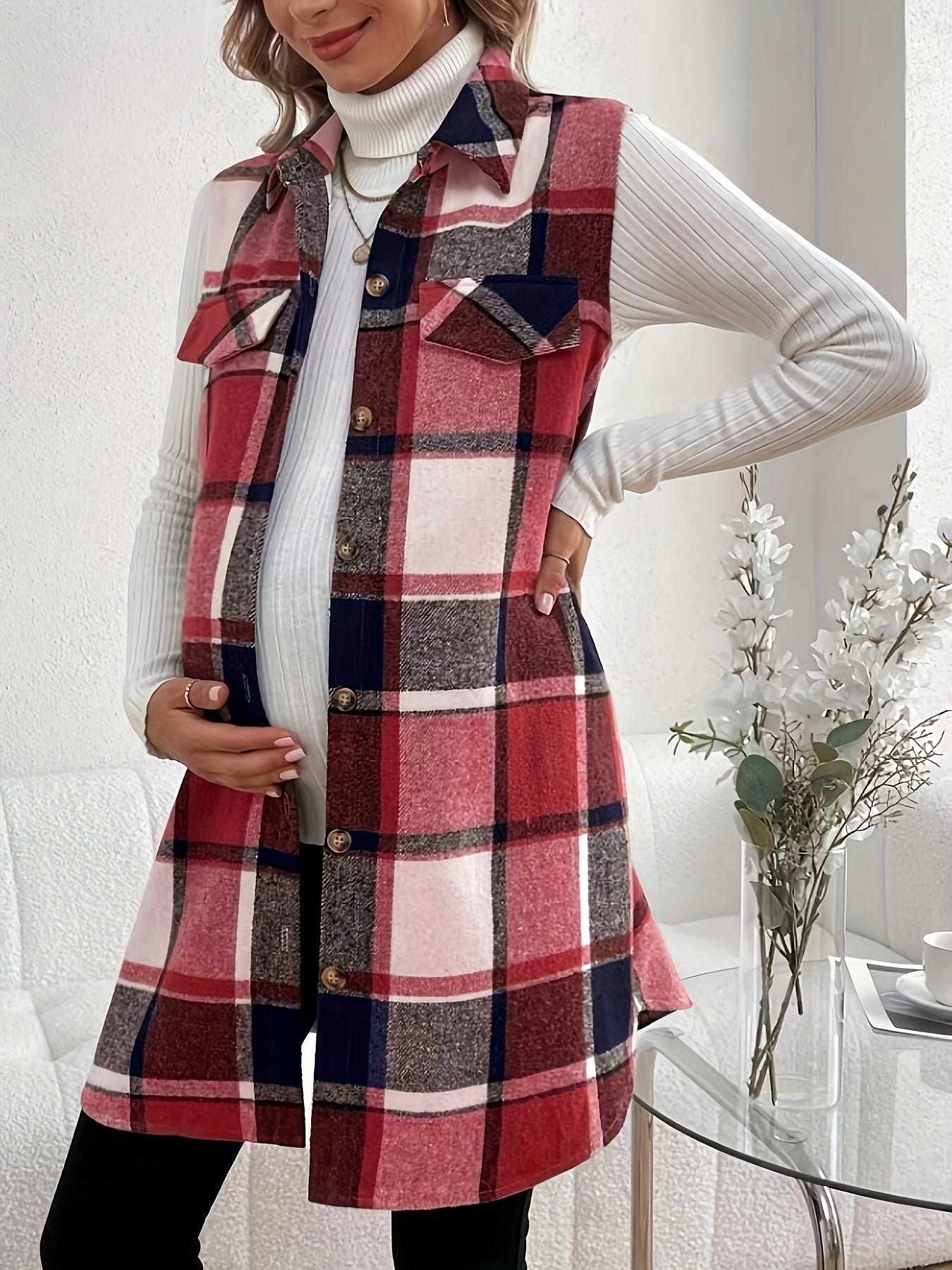 BumpChic Maternity Plaid Coat