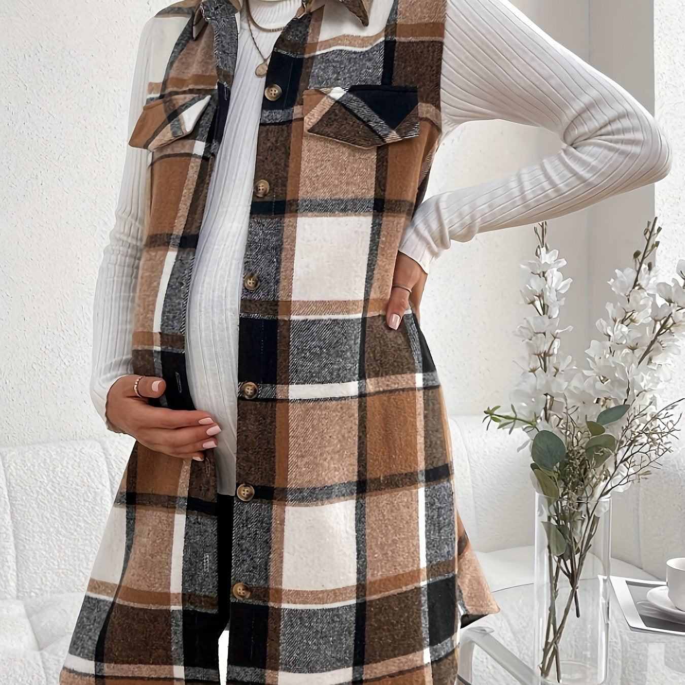 BumpChic Maternity Plaid Coat