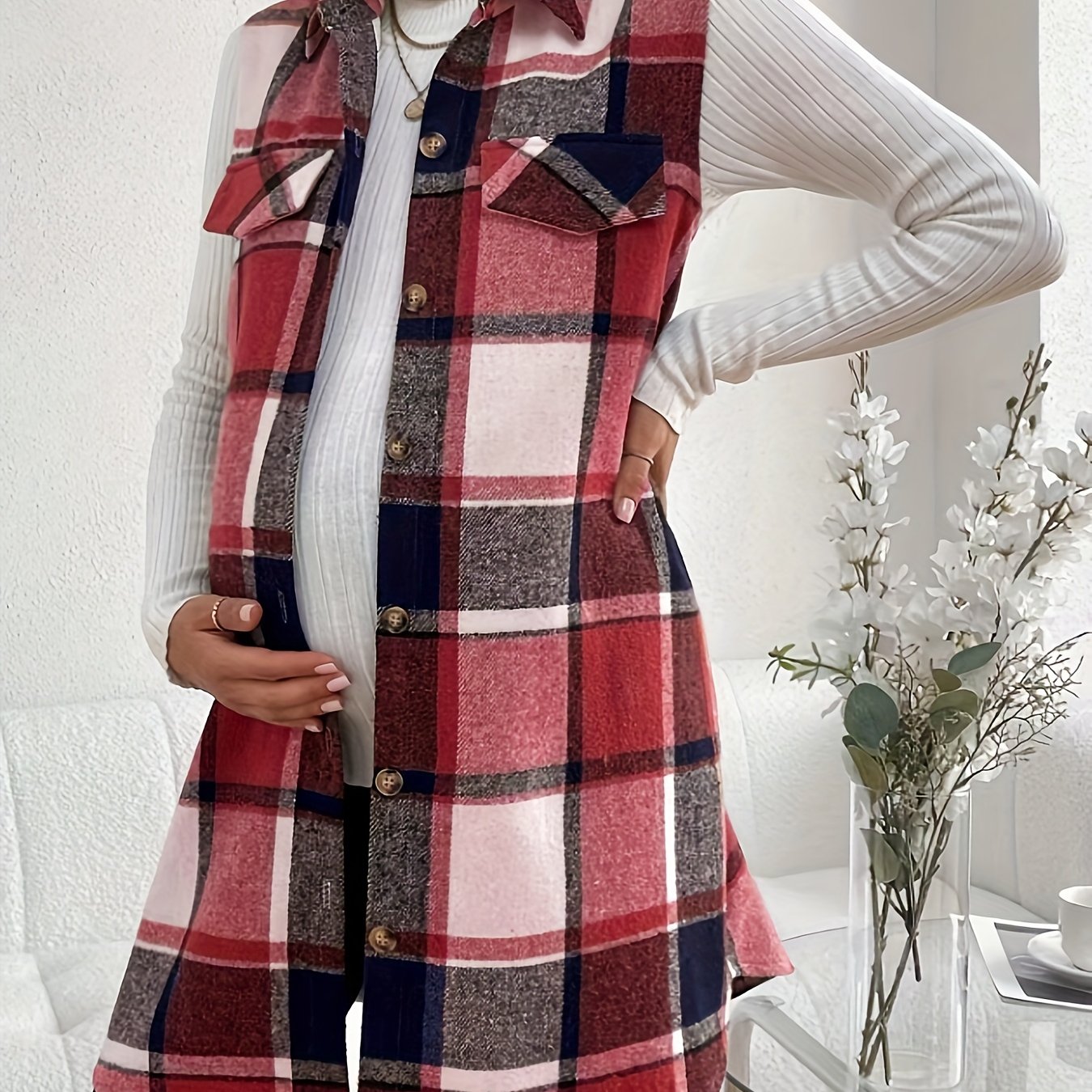 BumpChic Maternity Plaid Coat