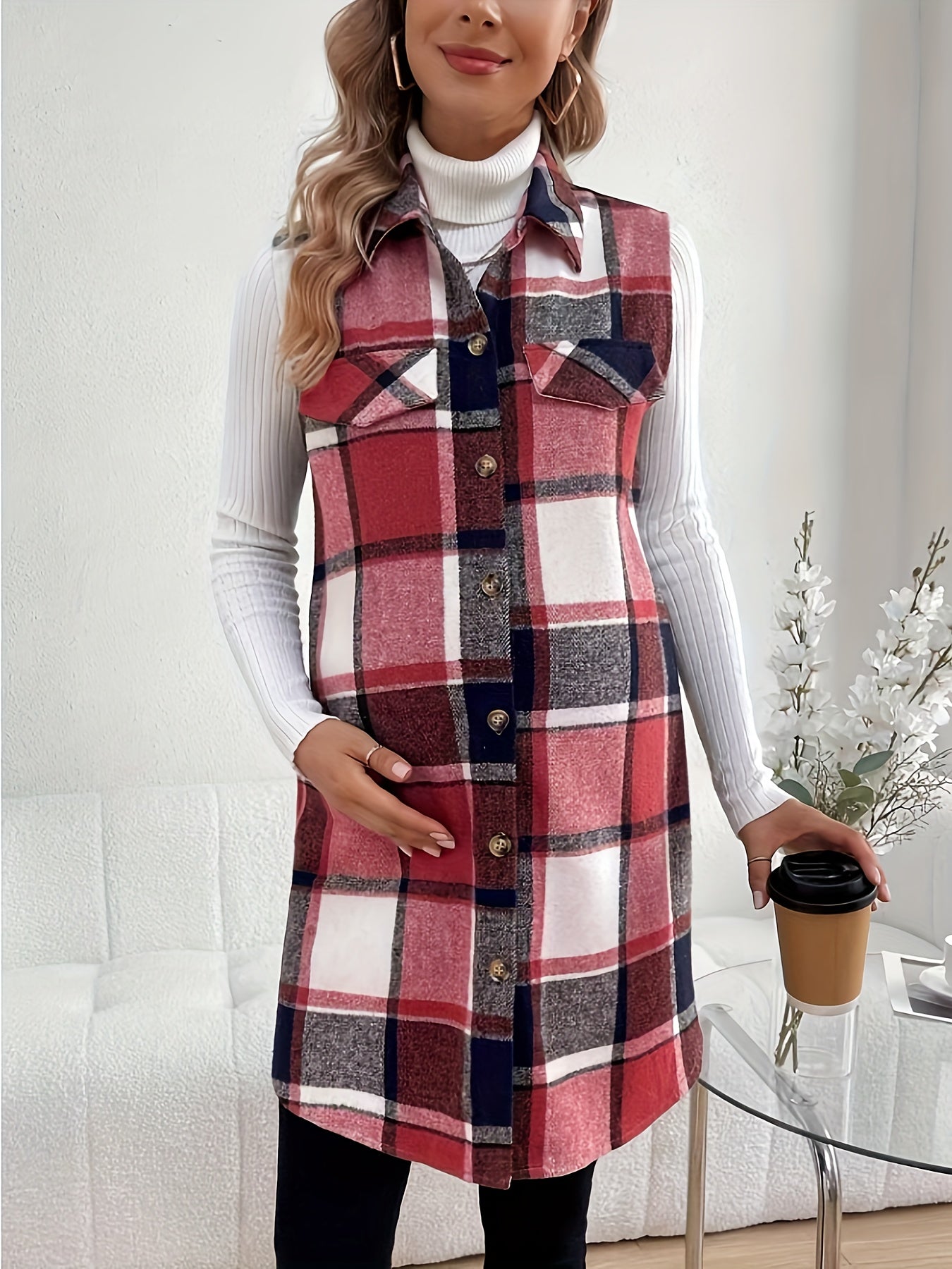 BumpChic Maternity Plaid Coat