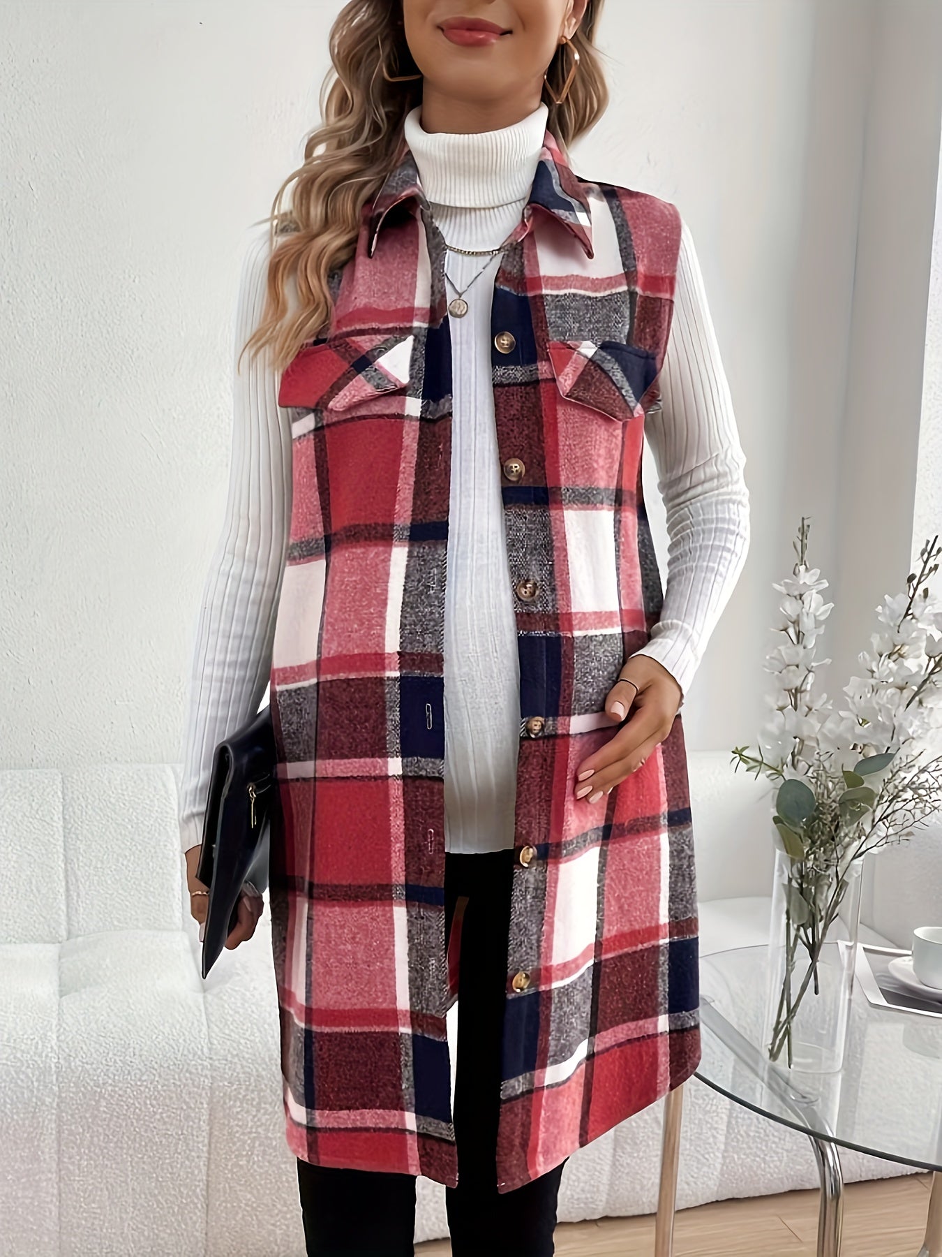 BumpChic Maternity Plaid Coat