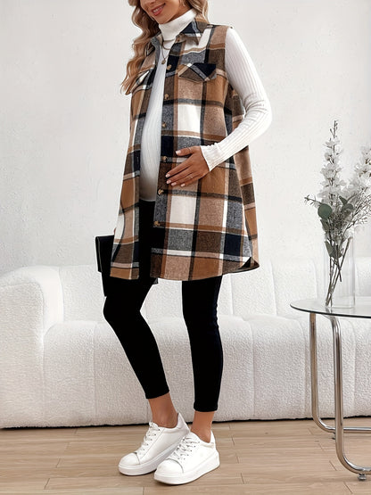 BumpChic Maternity Plaid Coat